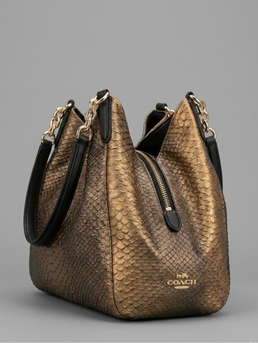 Coach Madison Phoebe Python Leather Metallic Shoulder Bag F36627